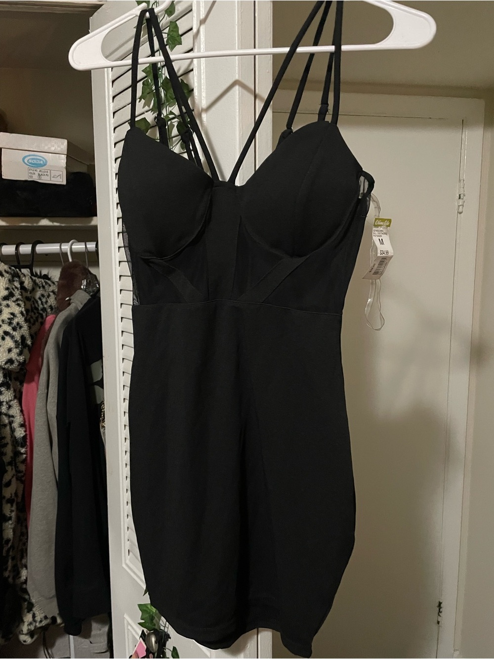 Black Strappy Sweetheart Chemise with Double Shoulder Straps